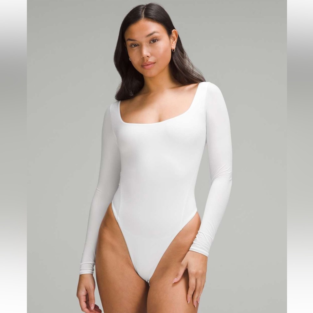 Lululemon Wundermost Ultra Soft Nulu Long Sleeve White Bodysuit Size Large